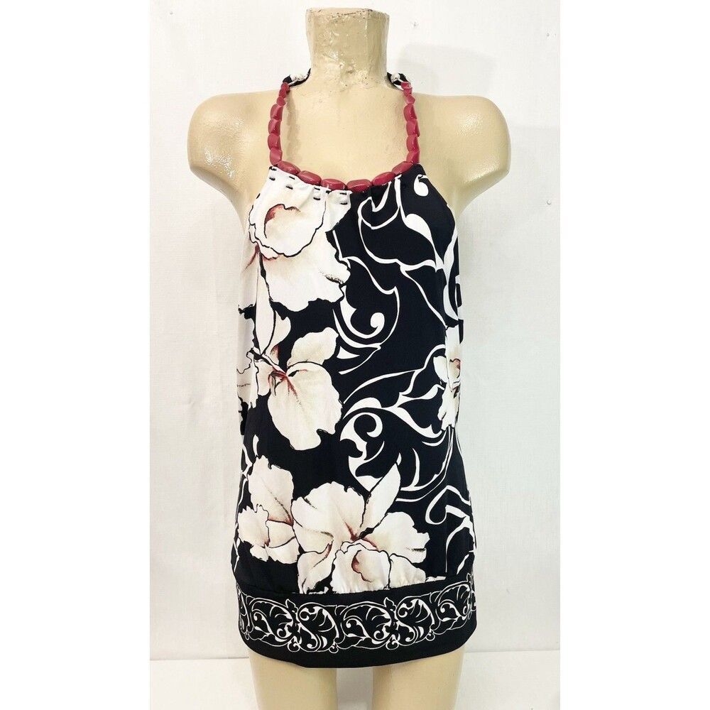 WHBM Floral Shirt M Medium 29” Halter Sleeveless Top White House Black Market